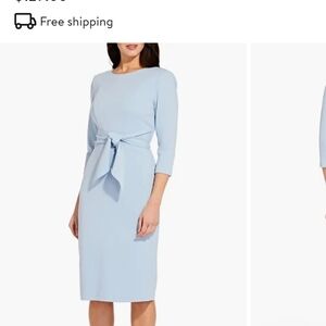 Adrianna Papell blue mist crepe dress. Size 10.True to size.  Worn for 3 hrs.